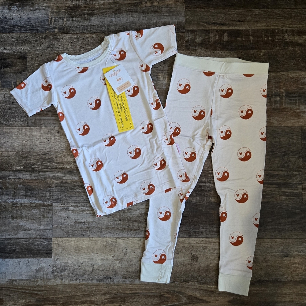 Magical Mamas Disney Mickey Ying Yang Cream/Copper Red Short Sleeve & Pants PJs